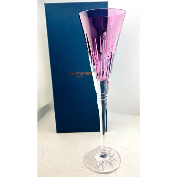 Waterford Other - WATERFORD Winter Wonders Crystal Champaign Flute Glass MIDNIGHT FROST LILAC New